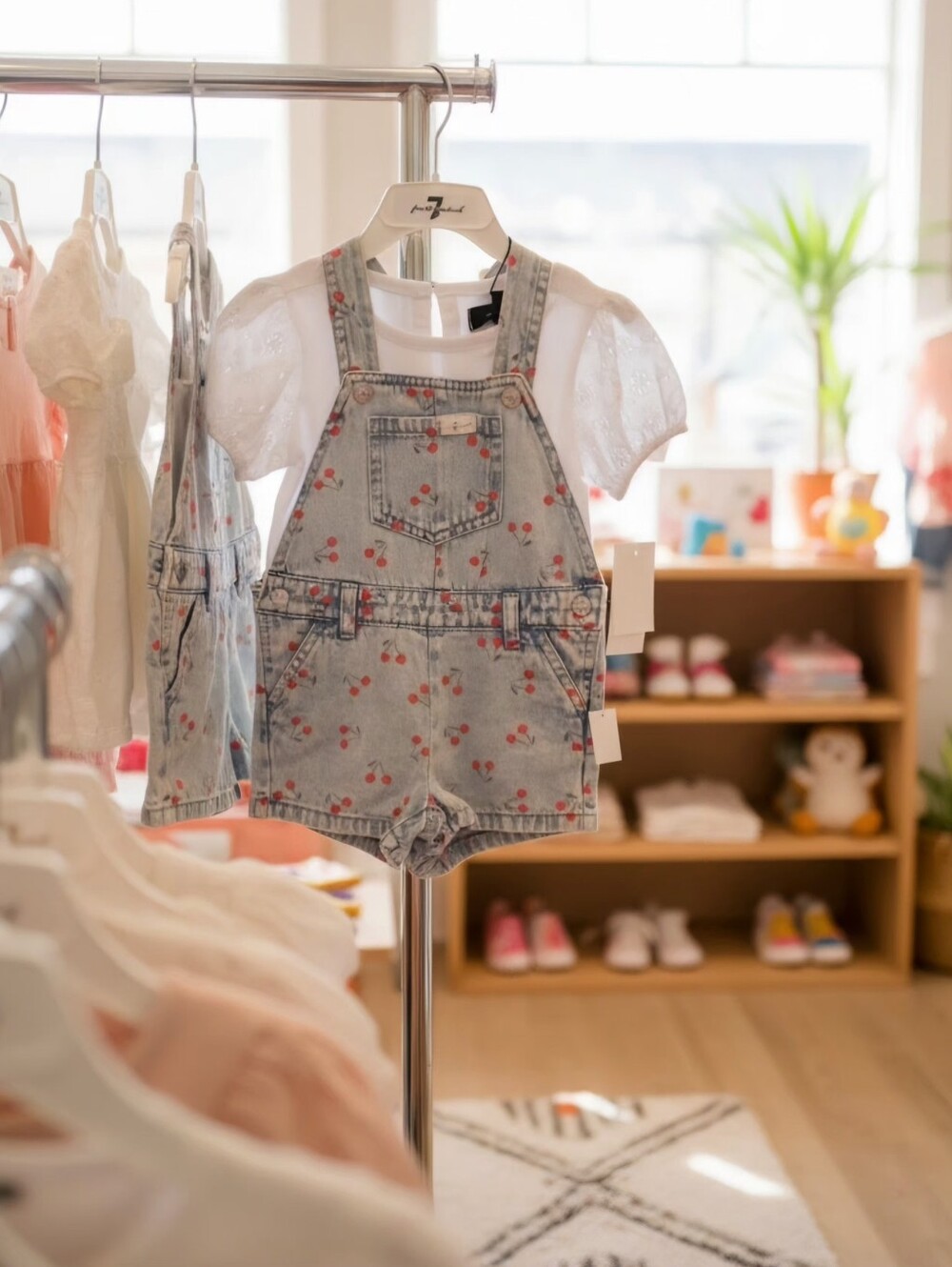 7 For All Mankind Cherry Short Overalls Set 24 Month Nwt
